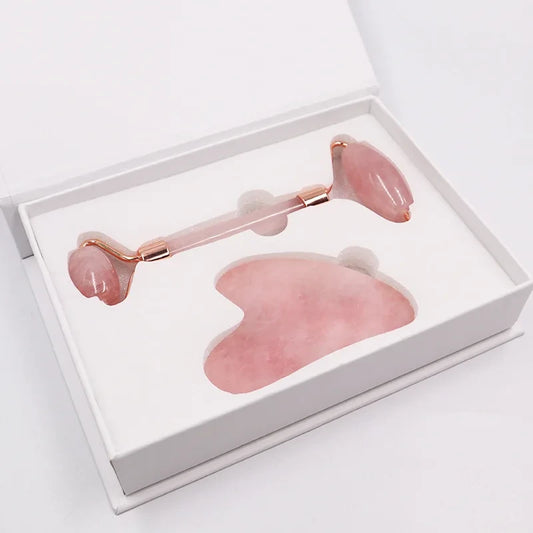 Rose Quartz Jade Roller and Gua Sha Set